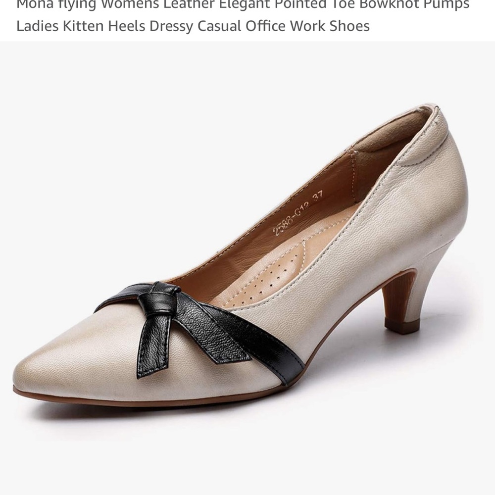 Mona Flying Cream Leather Pumps with Bow